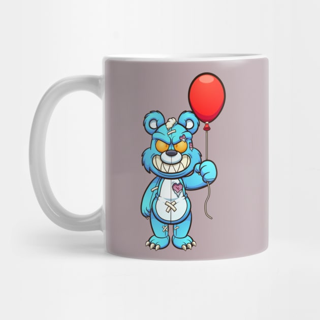 Evil Teddy bear with balloon by memoangeles